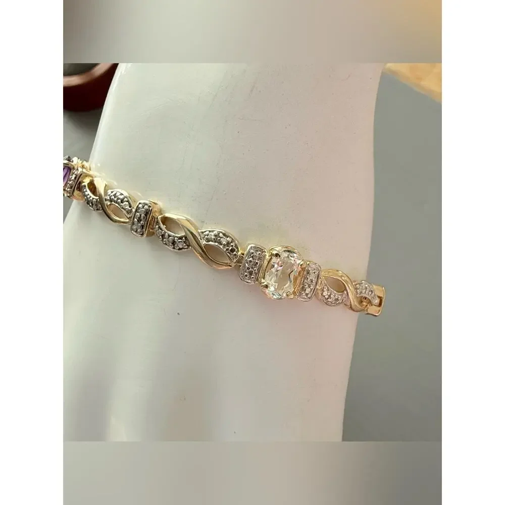 Ross Simons 925 Sterling Silver Vermeil Topaz Amethyst Bracelet